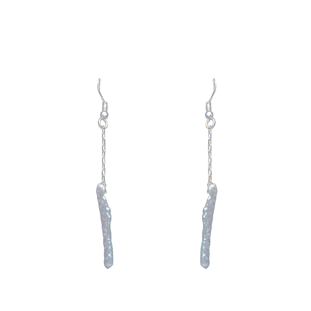 Stylish Pearl Silver Plated Chain Dangler Hook Earring | DeKulture