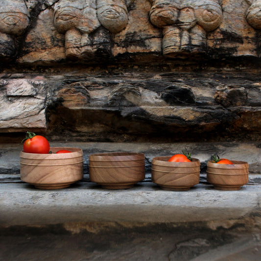 Rohida Wood Jain Monk Bowls Set of 4