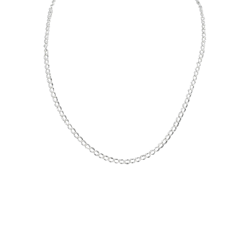 Uneven Oval Brass Silver Plated Chain